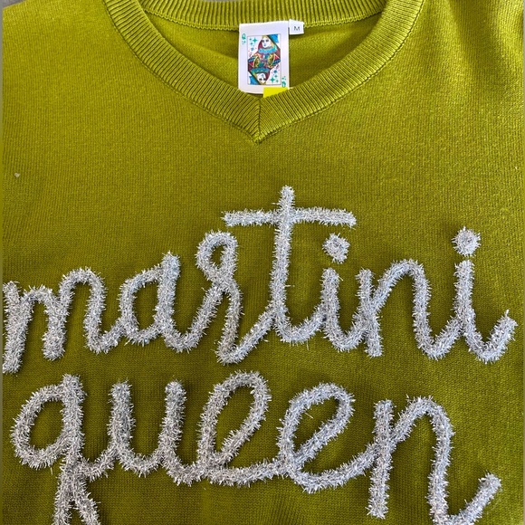 QUEEN OF SPARKLES Sweaters New Queen Of Sparkle Olive Green Sweater Love A Martini Queen